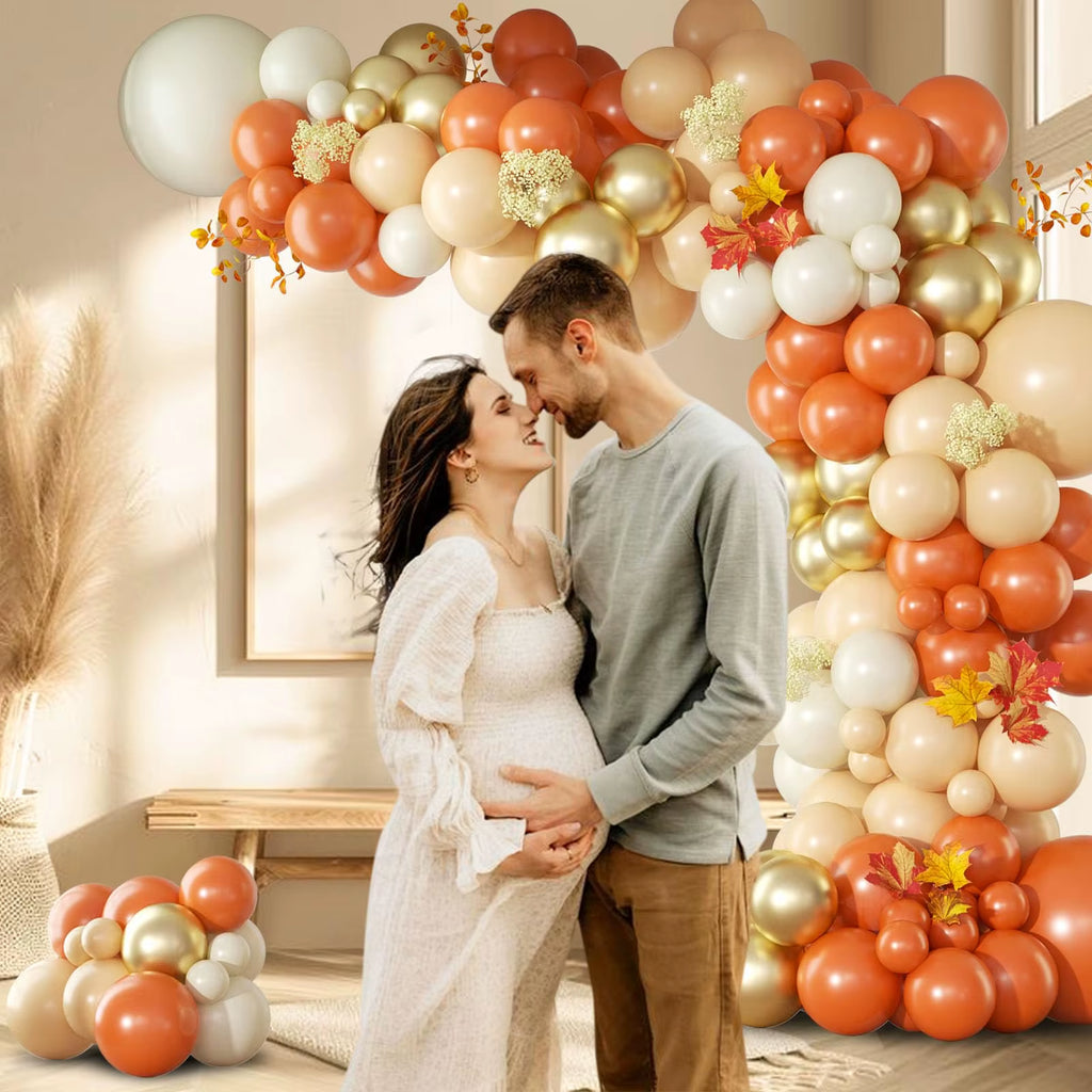 Fall Balloon Garland Arch Kit 146 pc Burnt Orange Nude Gold Harvest – image 4