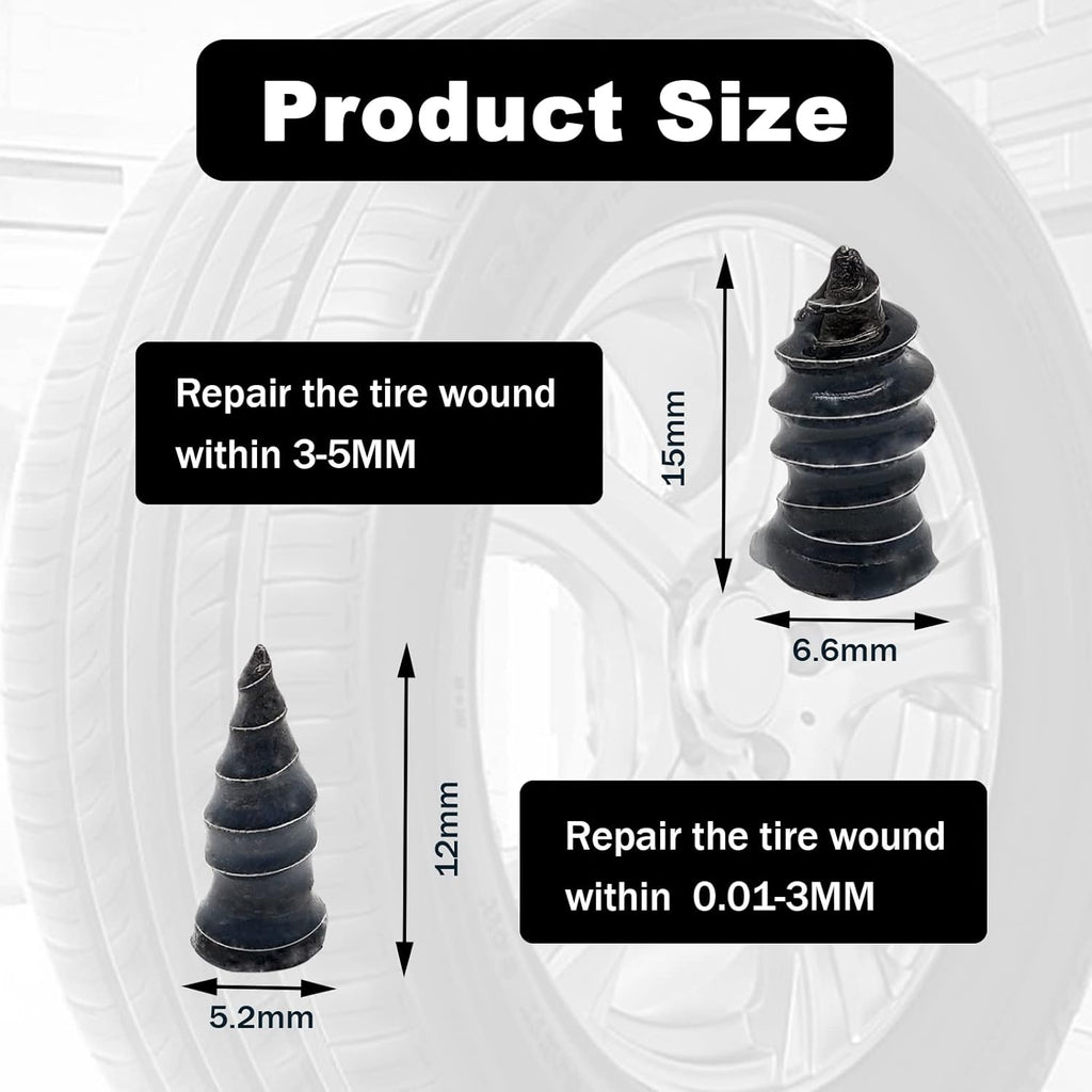 Tire Repair Plugs – 60 Pc Rubber Screw Nail Kit – image 2