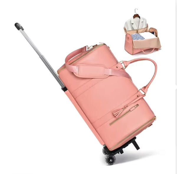 Rolling Garment Duffel Bag with Wheels for Carry-On Travel