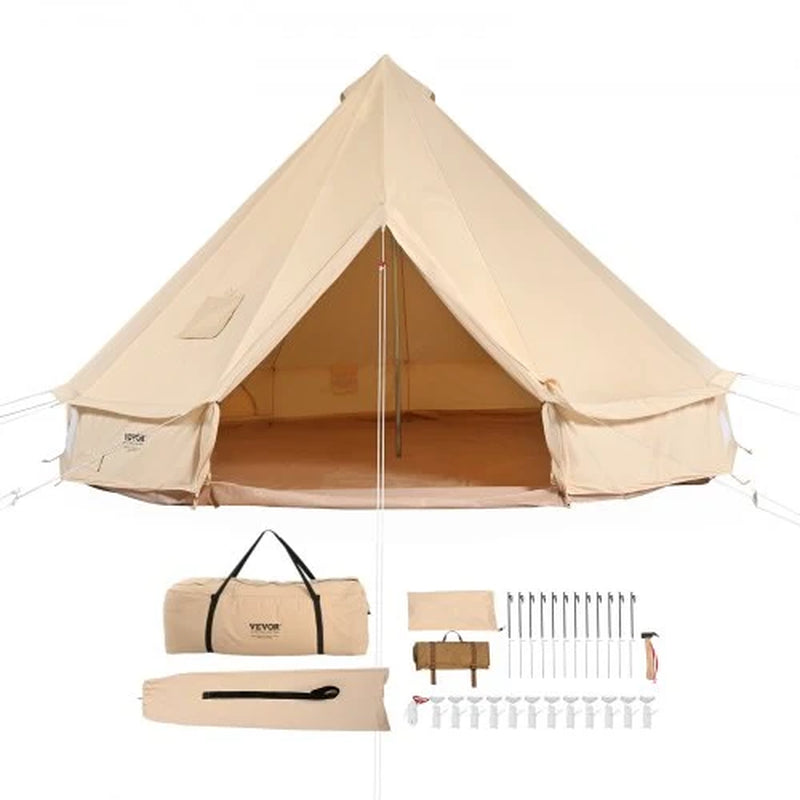 Canvas Bell Tent 16.4 ft, 4-Season Yurt Tent with Stove Jack