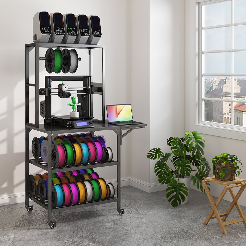 Heavy Duty 3D Printer Workbench with T-Shaped Filament Spool Rack – image 1