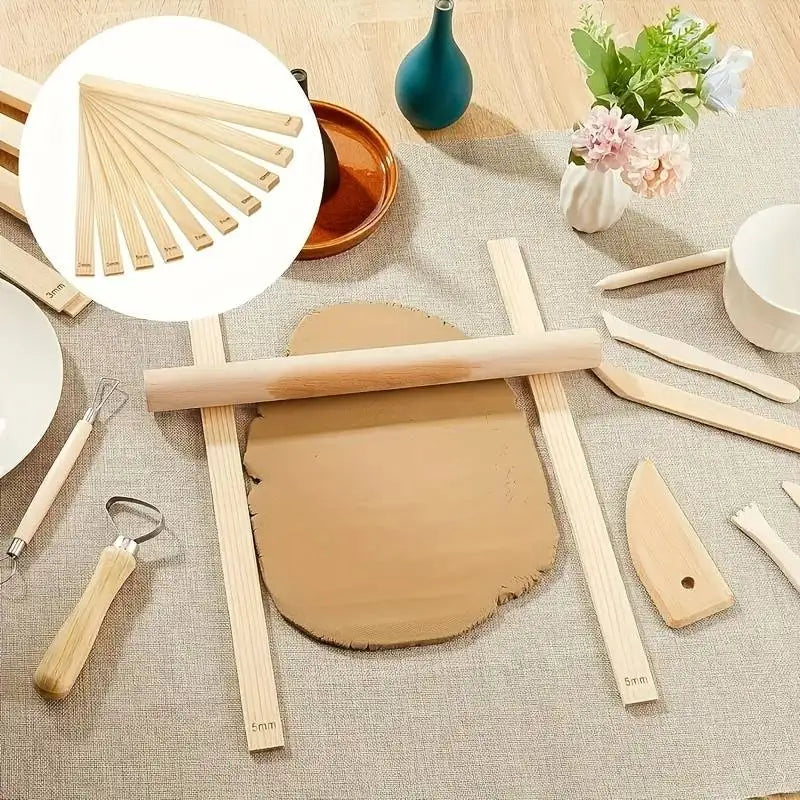 Wooden Clay Slab Rolling Guides 8 Pc Set, 3/5/7/10 mm – image 2