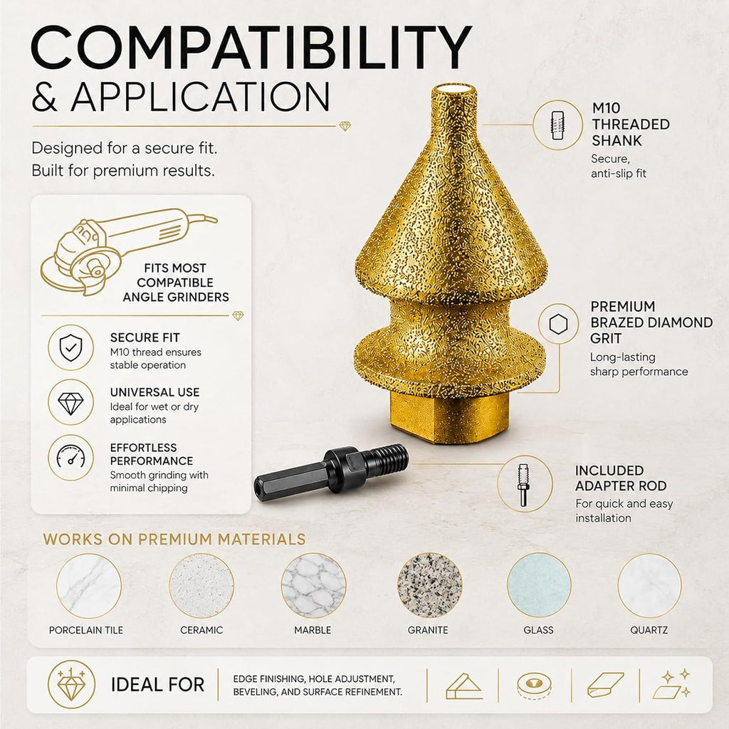Construction Tile Diamond Chamfer Bit Set for Angle Grinder, 2 Pc