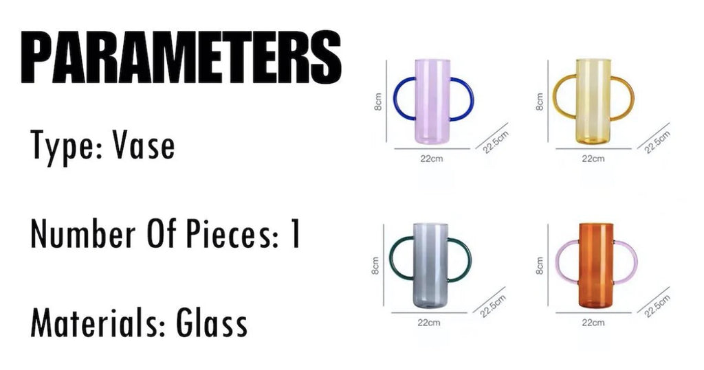 Dual Handle Colored Glass Flower Vase – image 11