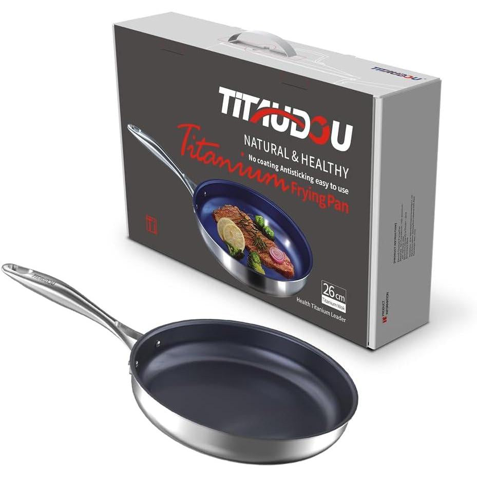 10 Inch Titanium Stainless Steel Frying Pan, PFAS-Free Nonstick – image 2