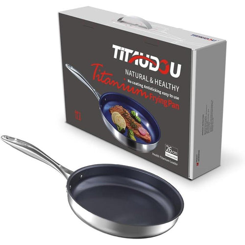 10 Inch Titanium Stainless Steel Frying Pan, Pfas-Free Nonstick