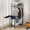 Rolling Laundry Cart with Hamper, Hanging Rail and Storage Shelf