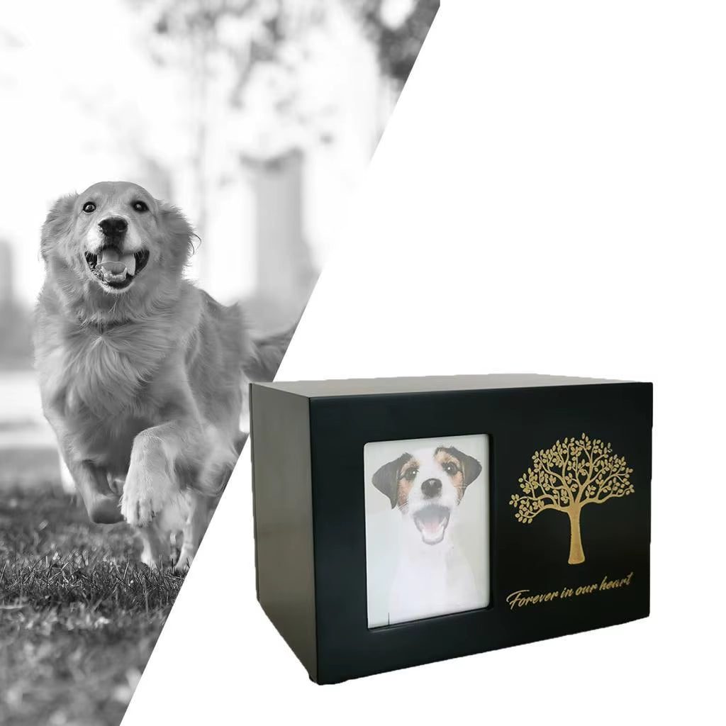 Wooden Pet Cremation Urn with Photo Frame, Dog & Cat Ashes Box – image 3