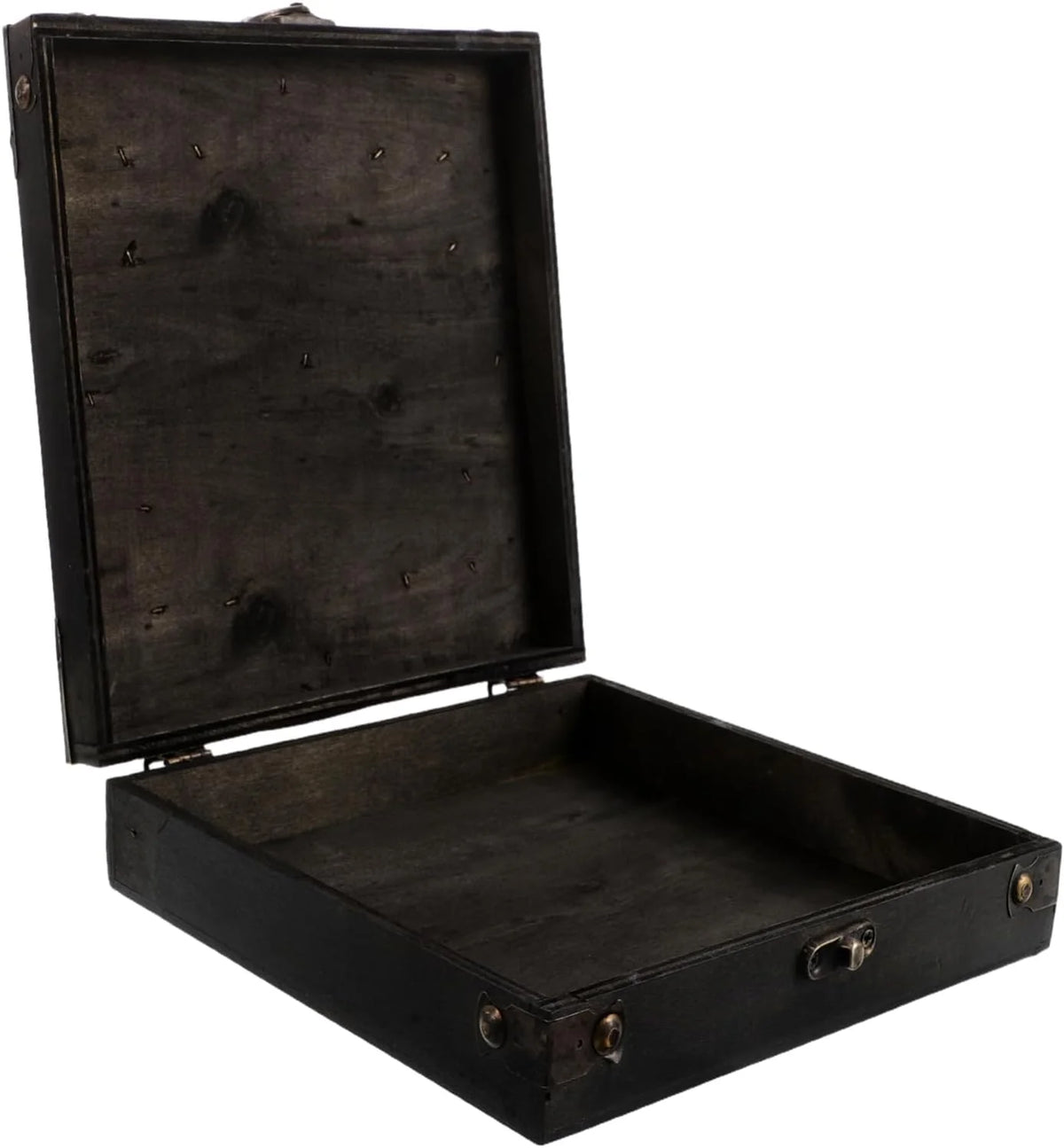 Vintage Wooden Jewelry Box – Square Tabletop Keepsake Case, Coffee