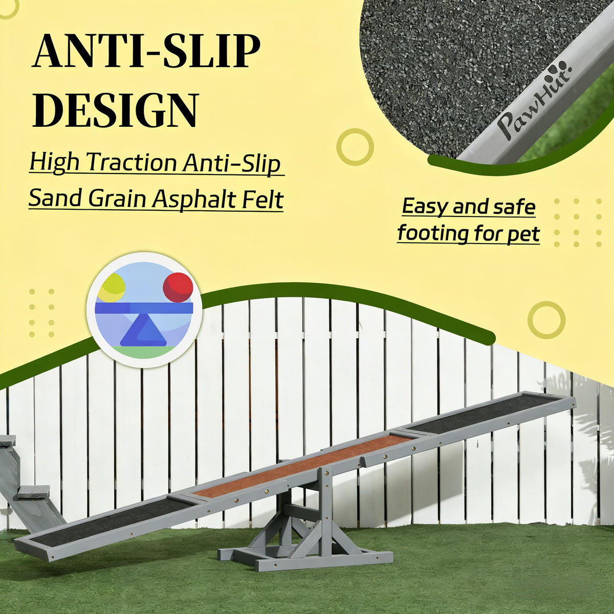 Wooden Dog Agility Seesaw 71 Inch Anti Slip – image 4