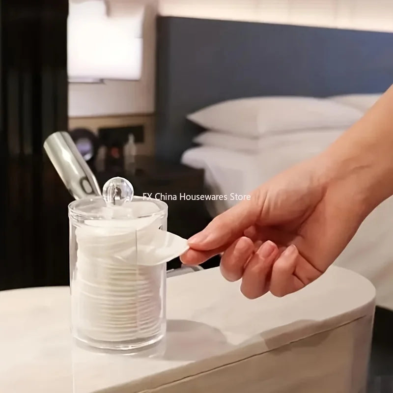 Cotton Pad Holder Round Clear Organizer with Lid – image 2