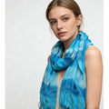 Viscose Scarf, Turquoise Printed Summer Scarf, 67 x 24 in