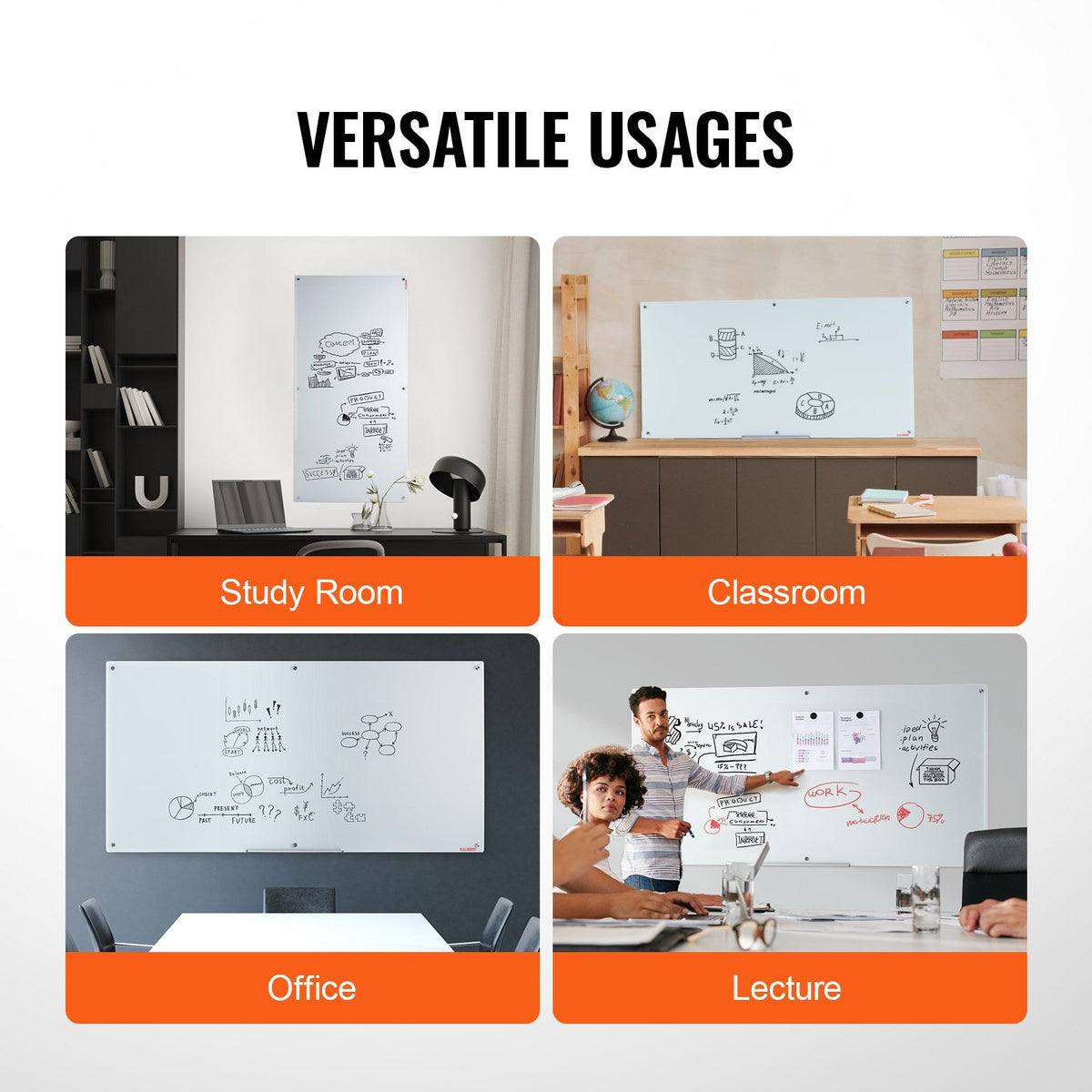 Magnetic Glass Whiteboard 72 x 36 in, Frameless Dry Erase Board – image 6