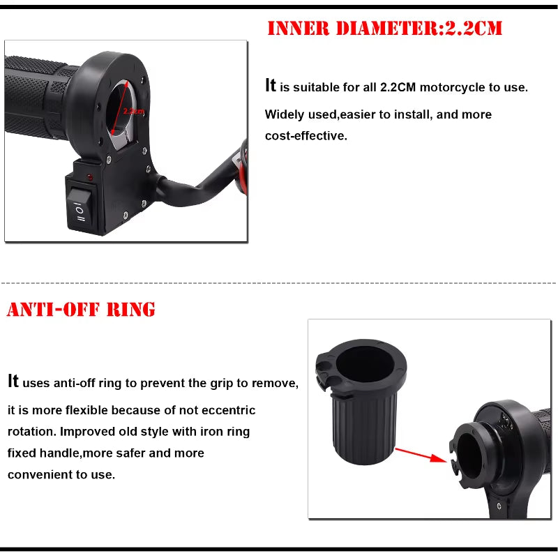 12V Heated Motorcycle Grips 22mm 3-Level Warmers – image 4