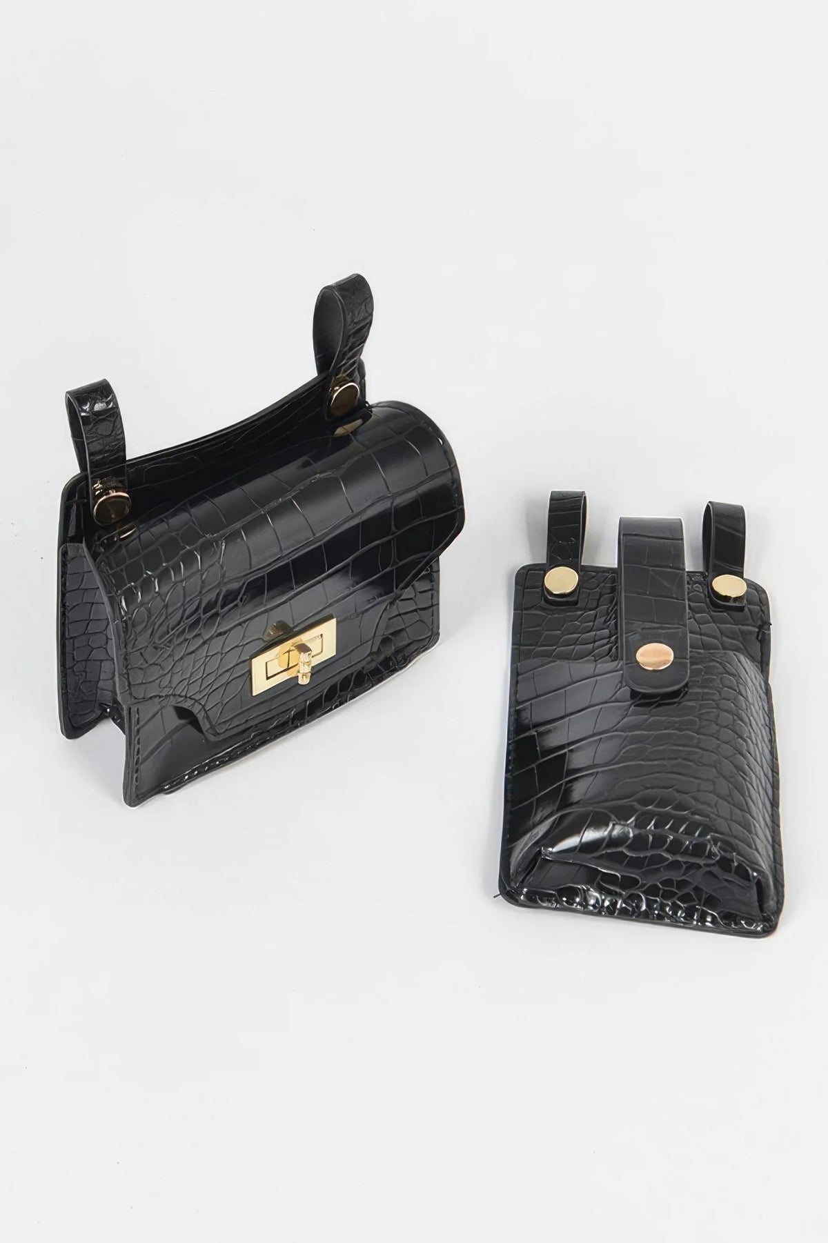 Double Belt Bag – Two Mini Pouch Waist Bag, Black – image 4