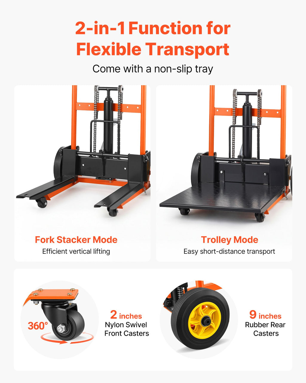 Material Lift Stacker 450 lb, Hydraulic Winch Lift to 35.4 in – image 5