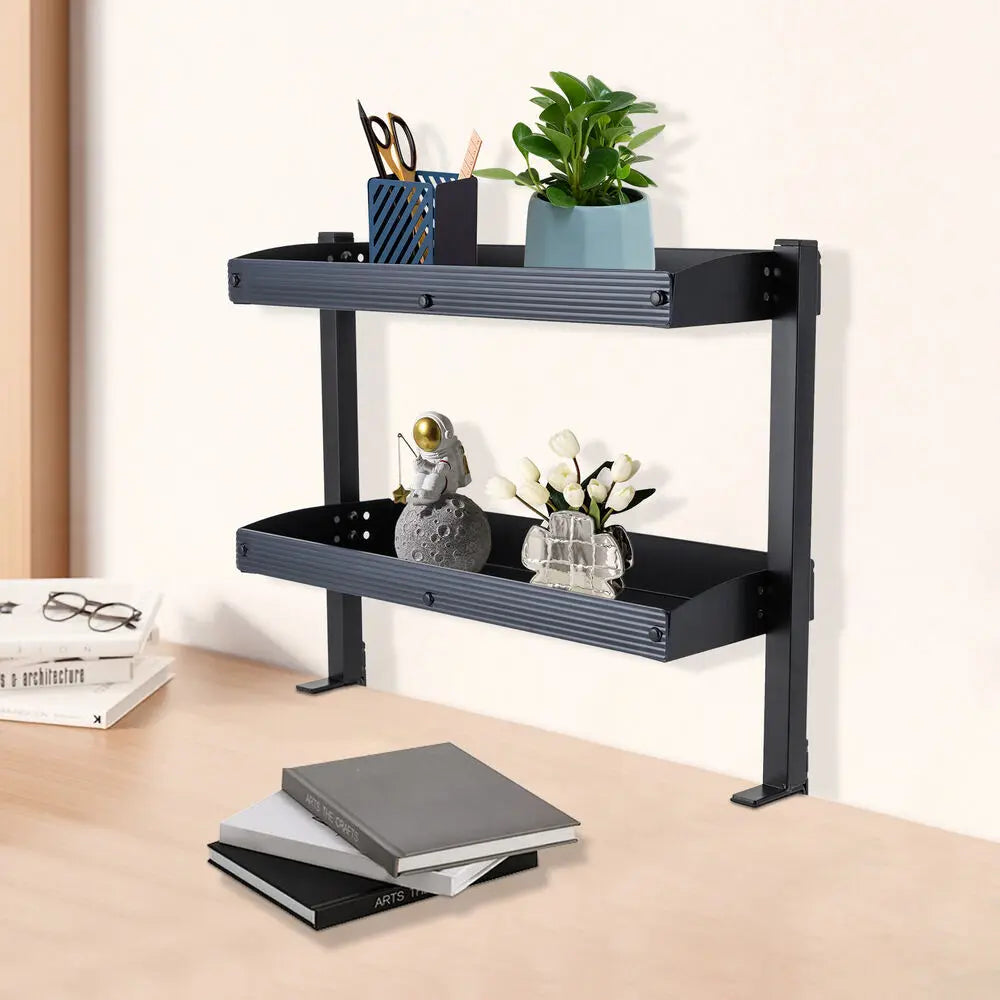 Clamp-On 2-Tier Desk Shelf, Mounts Above or Under Desk, No Drill – image 2