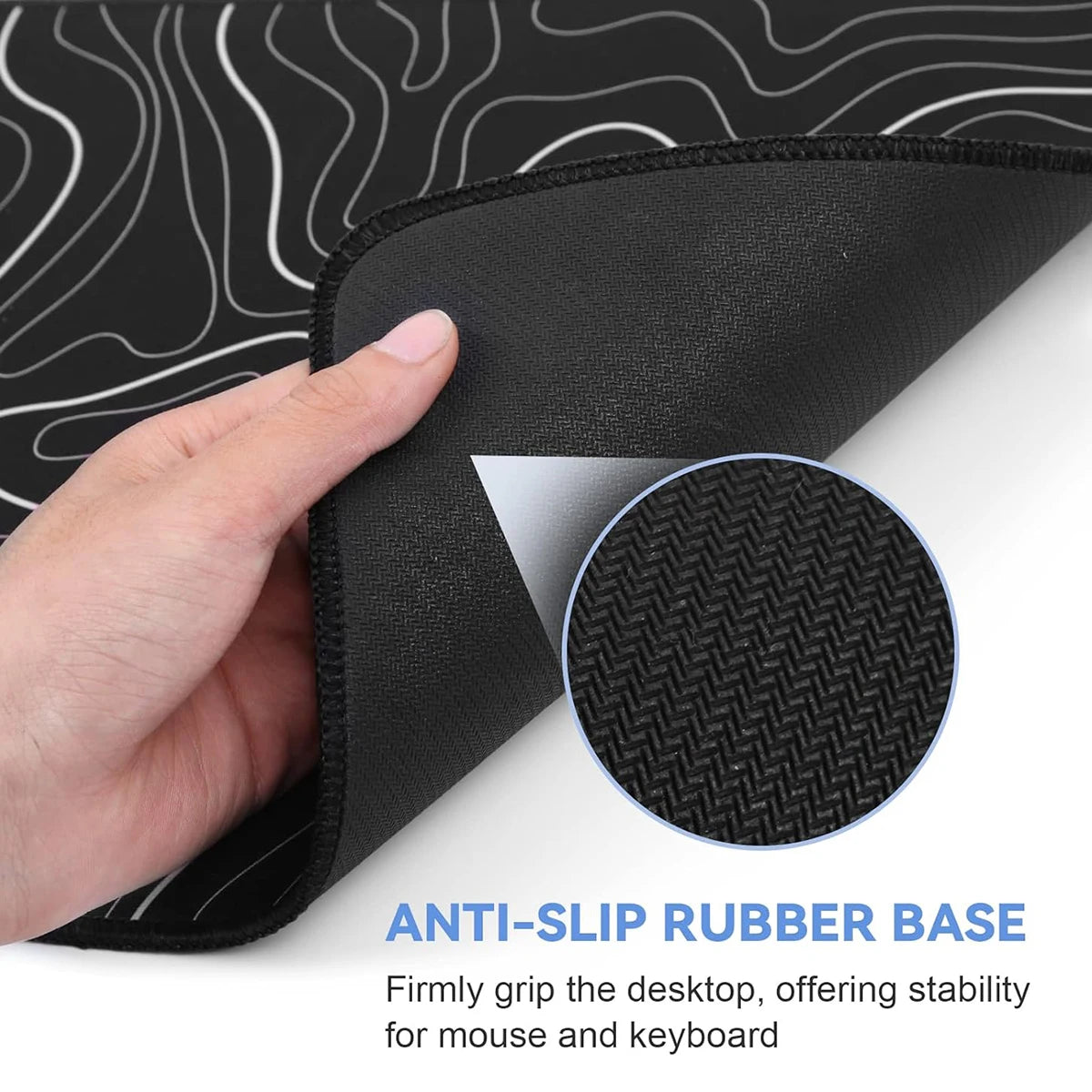 Large Topographic Desk Mat 31.5x11.8 in - Non-Slip Keyboard Mouse Pad – image 5