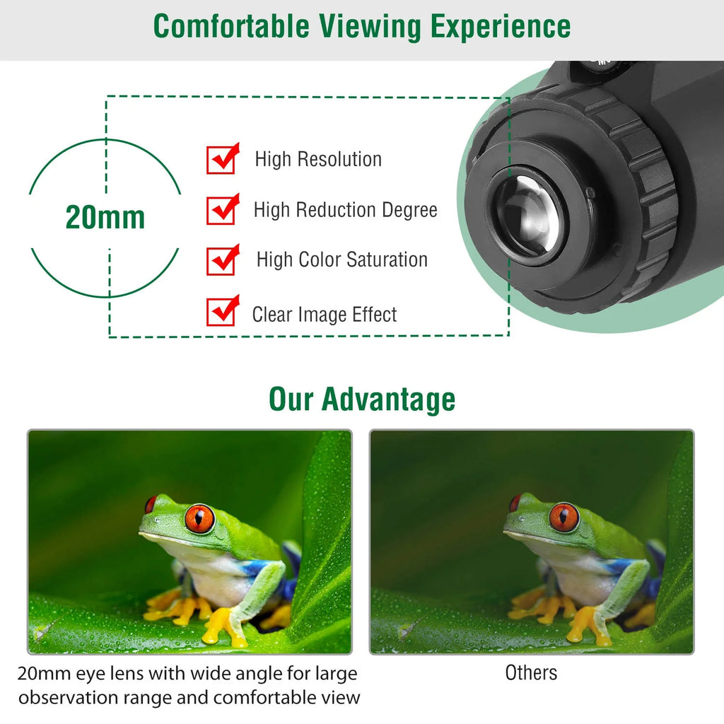 40x40 HD Monocular Telescope with Phone Adapter & Mini Tripod – image 2