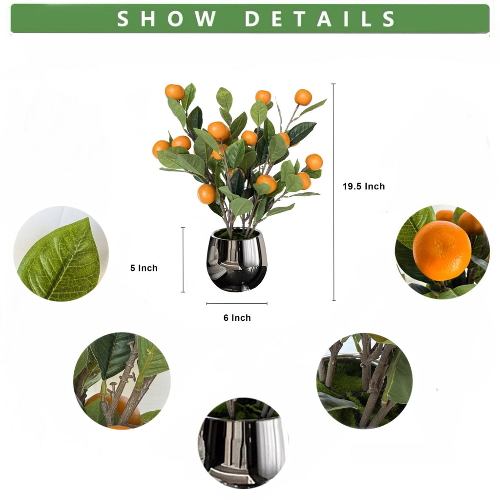 Artificial Orange Tree with Striped Silver Planter – image 6