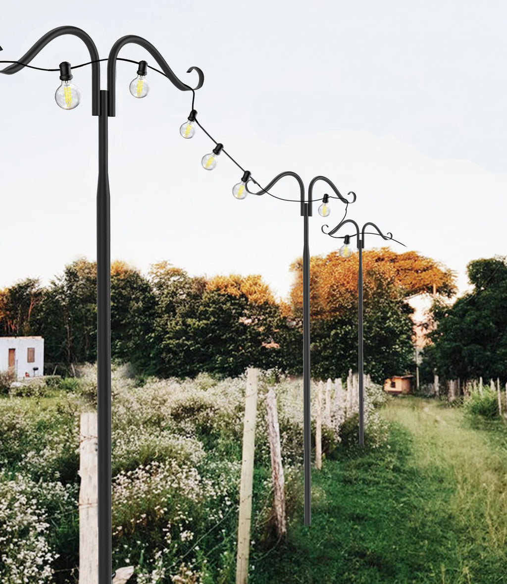 Adjustable String Light Poles 2-Pack, 108 in Metal Shepherd Hooks – image 3