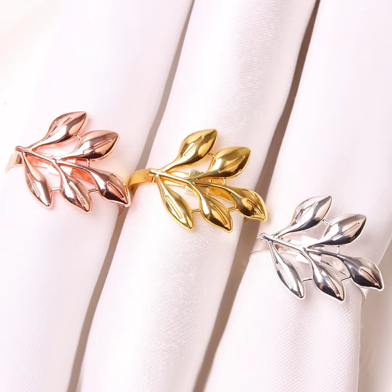 Napkin Rings – 12-Piece Metal Autumn Leaf Set – image 3