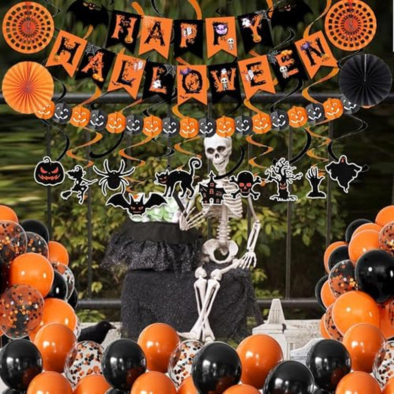 Halloween Party Decorations Set – Banner, Paper Fans and Streamers – image 8