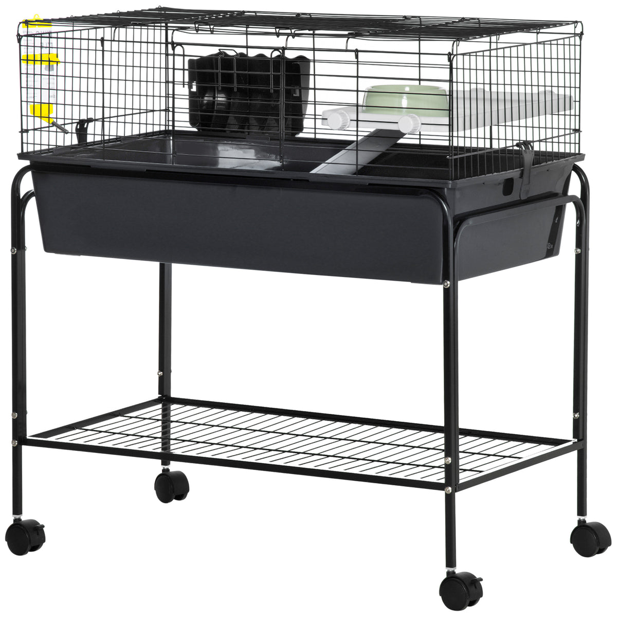 Two-Story Small Animal Cage with Removable Rolling Stand, Gray – image 1