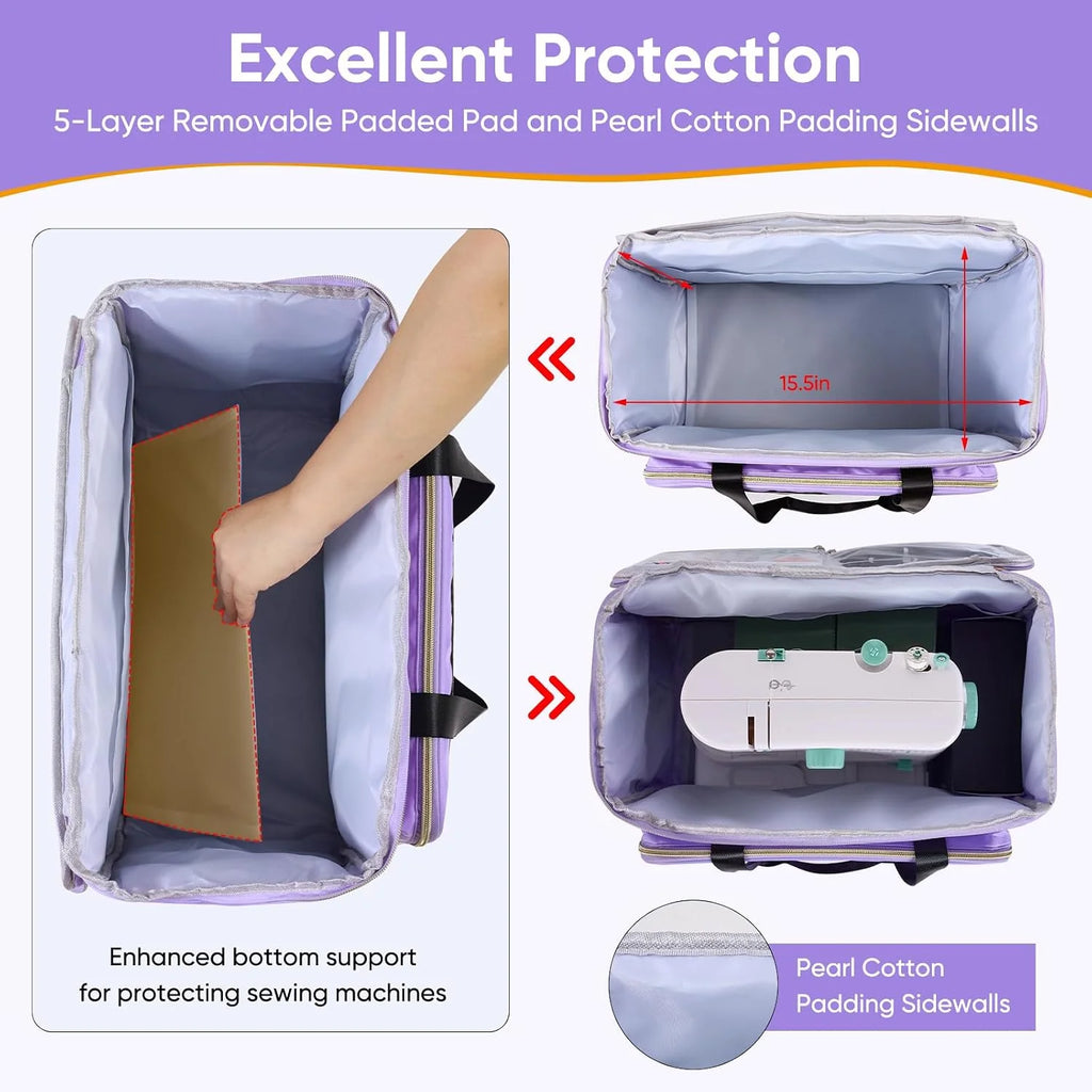 Sewing Machine Carrying Case with Storage Pockets, Purple – image 5