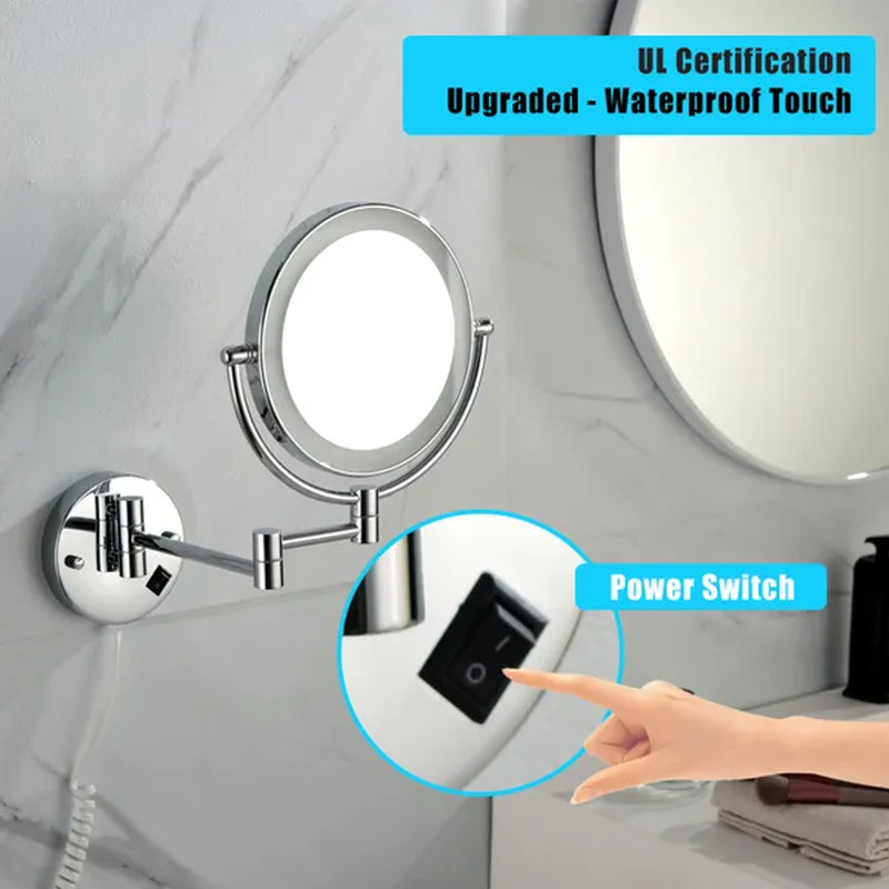 Wall Mount Lighted Makeup Mirror with 3X Magnification, Plug-In – image 5