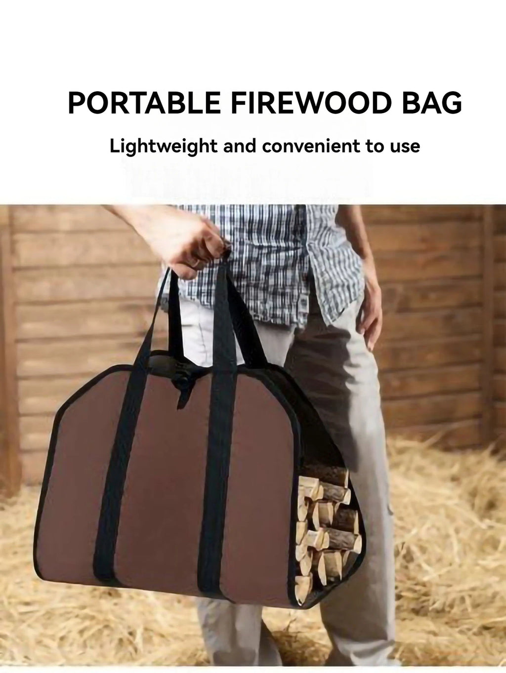 Landscaping Firewood Log Carrier Tote – Heavy Canvas Wood Bag