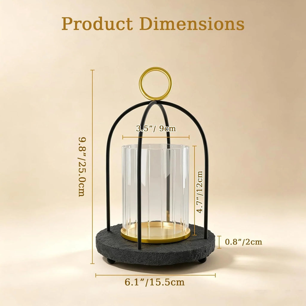 Hurricane Glass Candle Holder with Resin Base, Black – image 4