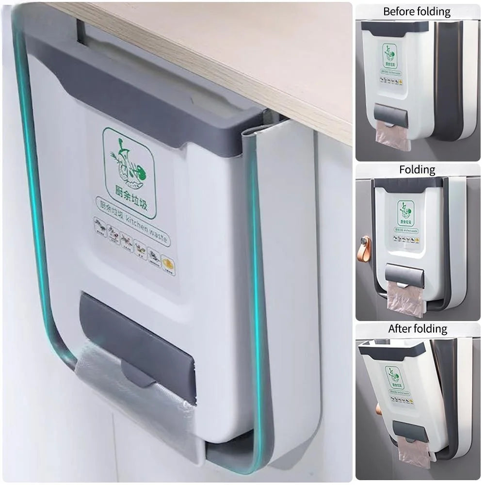 Collapsible Hanging Trash Can – Cabinet Door Kitchen Bin – image 3