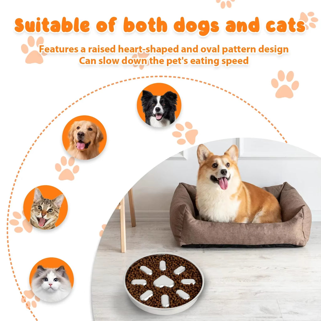 Slow Feeder Cat Bowl - Stainless Steel Double-Sided Maze Plate – image 5