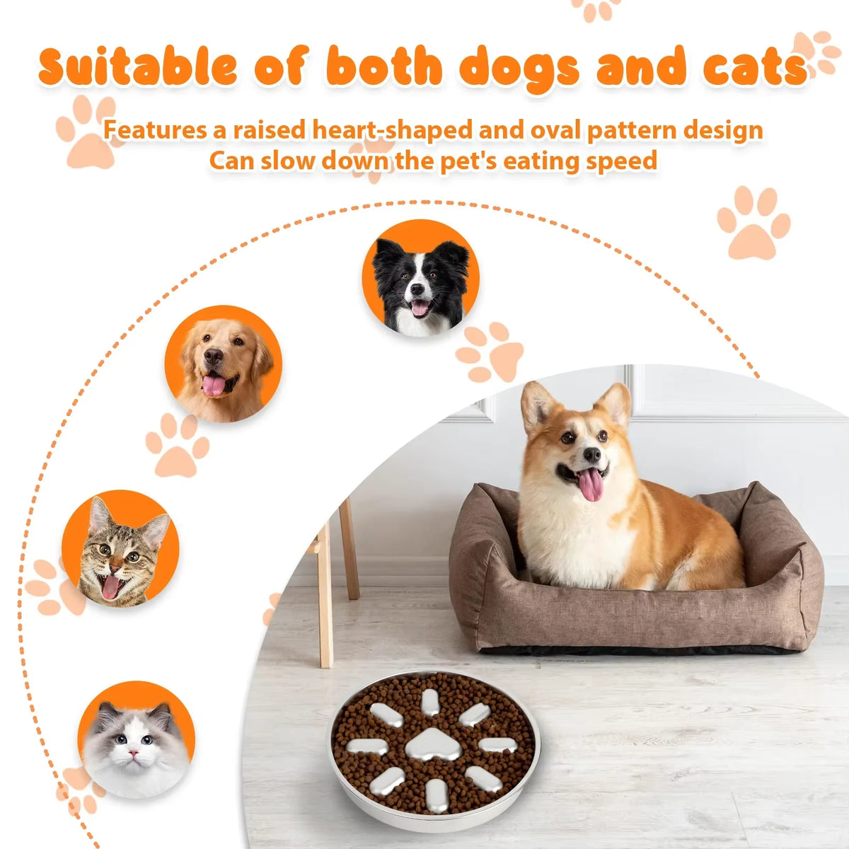 Slow Feeder Cat Bowl - Stainless Steel Double-Sided Maze Plate – image 5