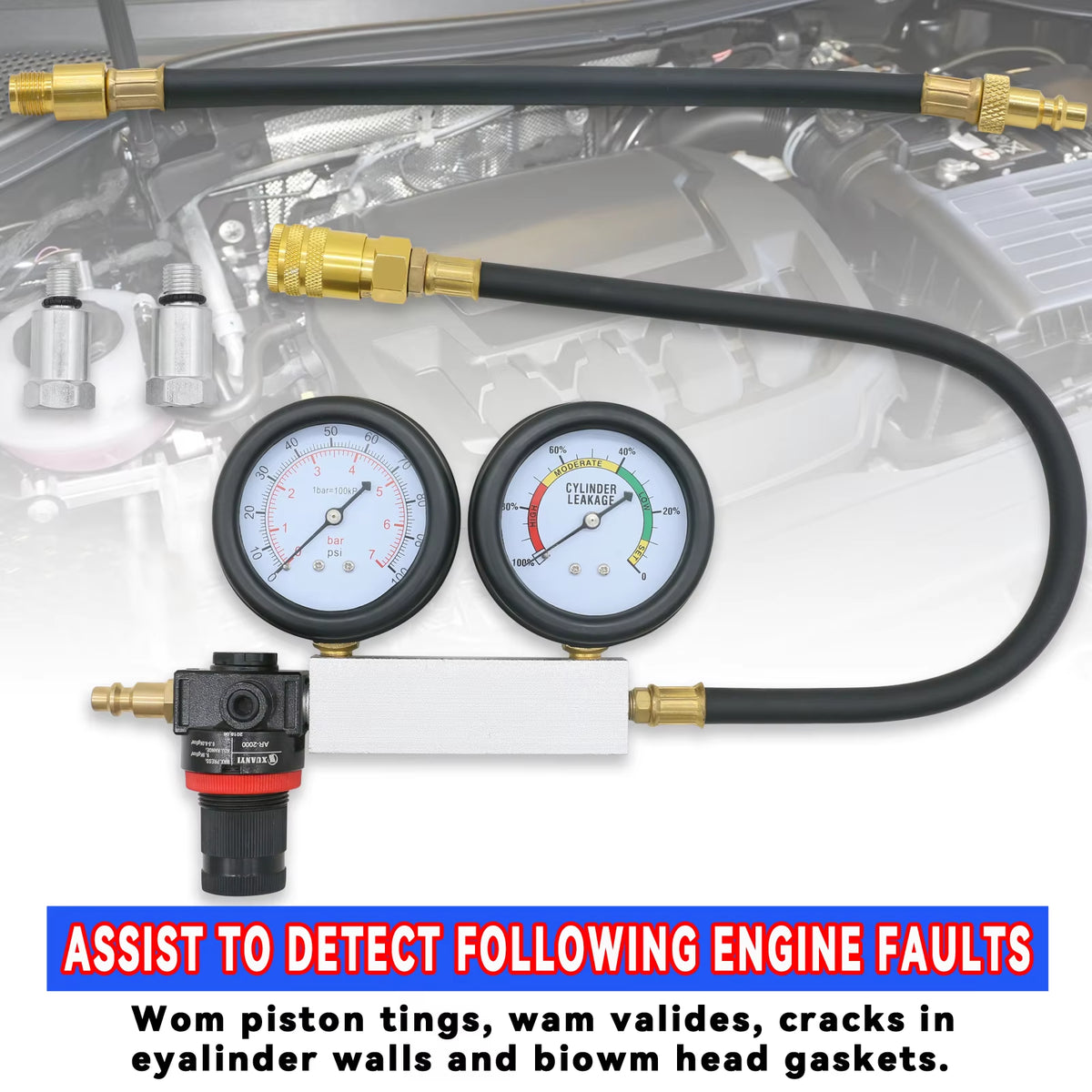 Cylinder Leak Down Tester – Dual Gauge Engine Leakage Kit – image 3
