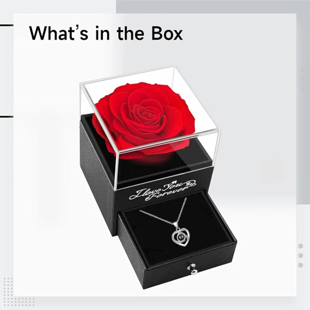 Preserved Rose Gift Box with Heart Necklace – image 2