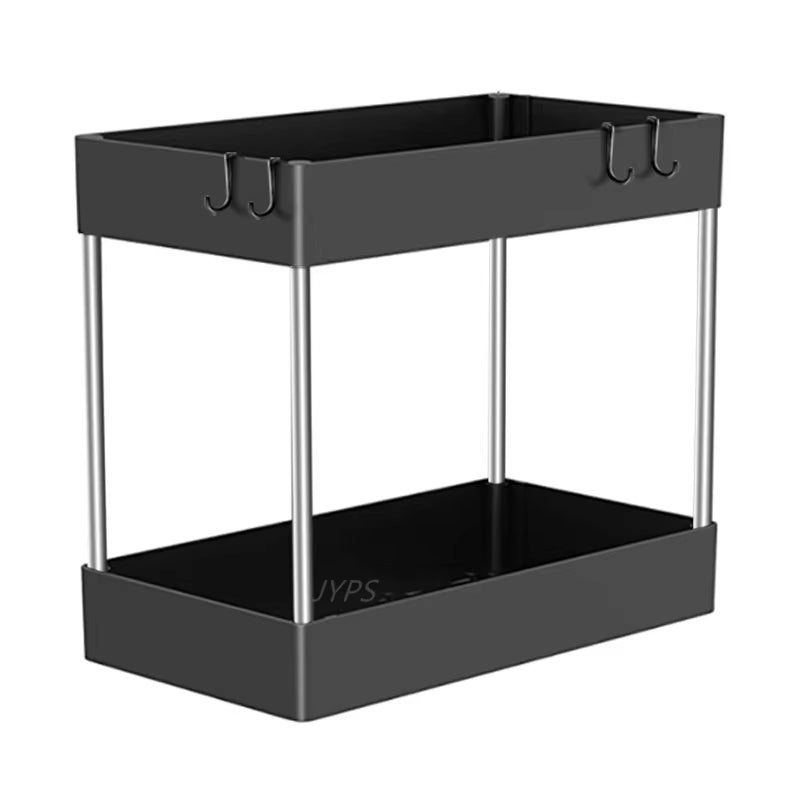 Under Sink Organizer 2-Tier - Cabinet Storage Rack with Hooks – image 8