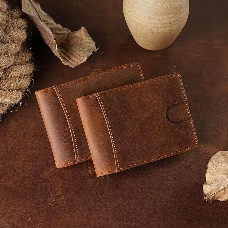 Crazy Horse Leather Bifold Wallet for Men, Full Grain Cowhide – image 2