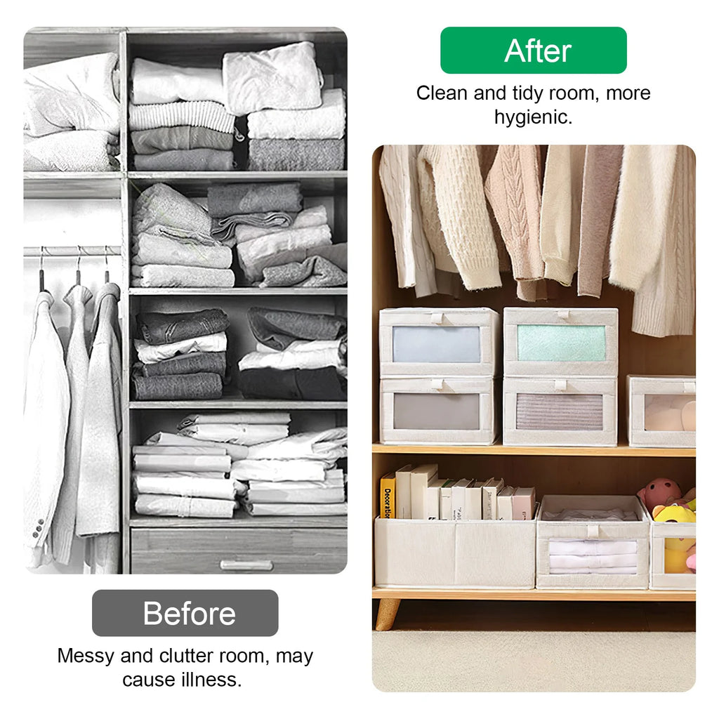 Closet Storage Bins 4-Pack - Foldable Linen Baskets with Clear Window – image 3