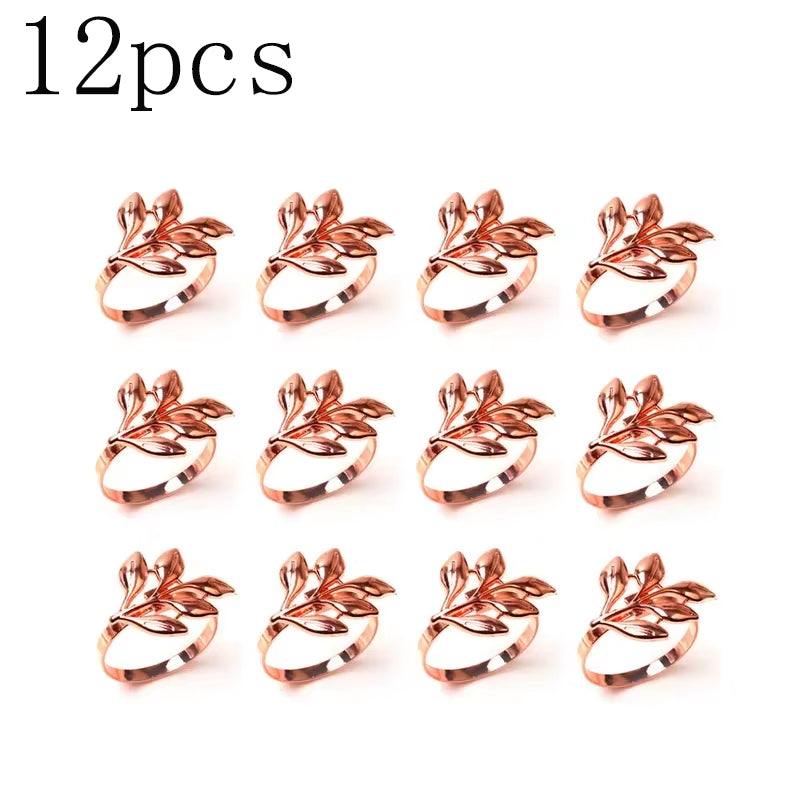 Napkin Rings – 12-Piece Metal Autumn Leaf Set – image 8
