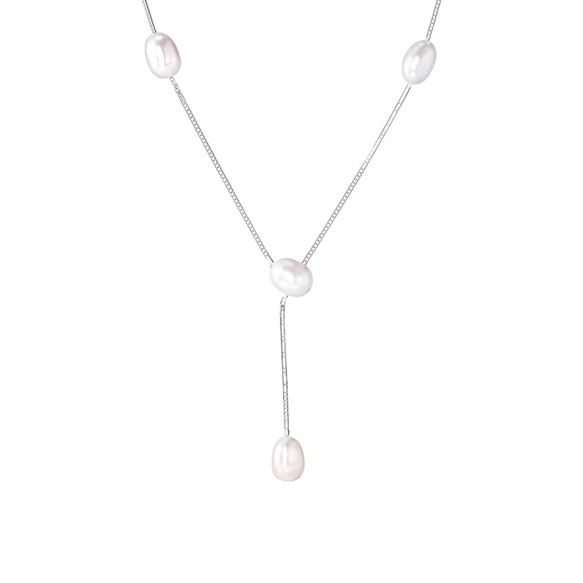 Freshwater Pearl Y Necklace - Sterling Silver, Adjustable