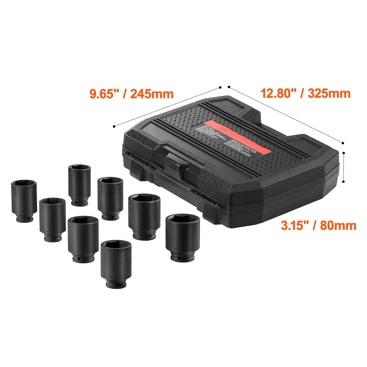 Axle Nut Socket Set, 8-Piece 3/4 in Drive Deep 6-Point SAE Sockets – image 8