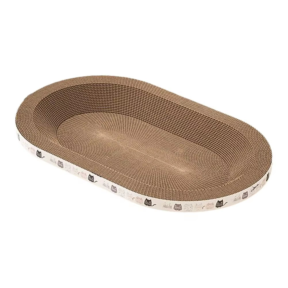 Cardboard Cat Scratcher Bed - Oval Corrugated Scratch Lounge – image 2
