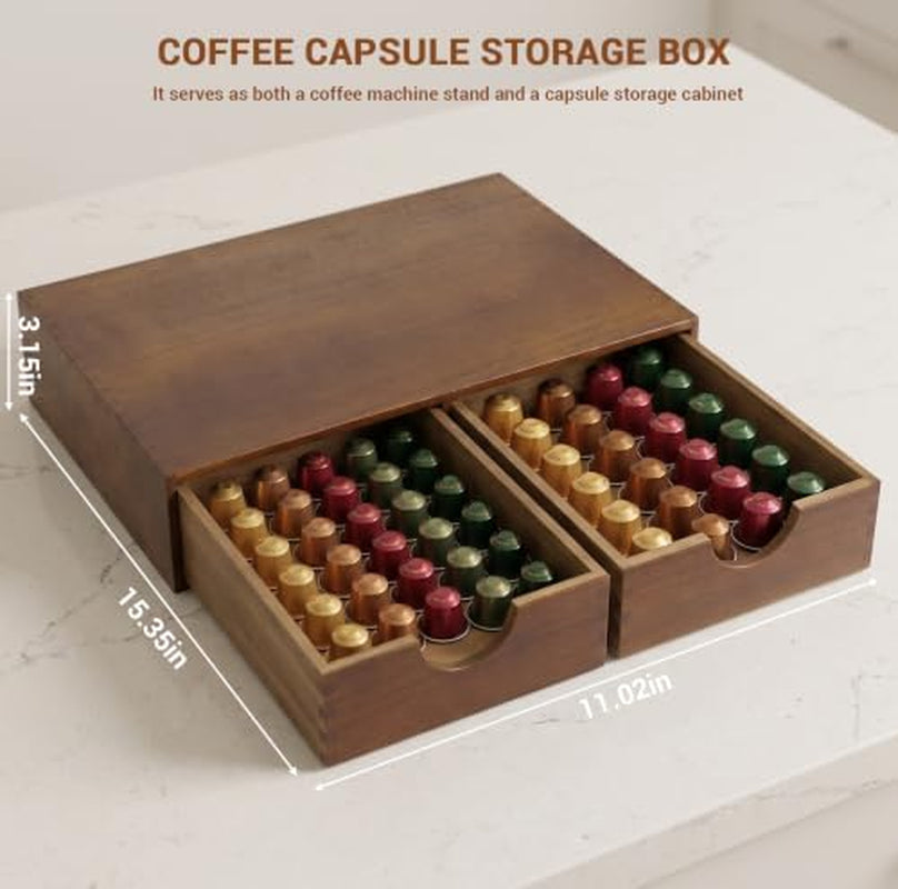 Coffee Pod Organizer, Wooden Coffee Maker Stand with Drawer – image 2