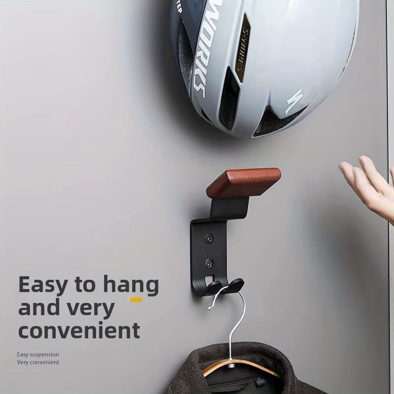 Garage Motorcycle Helmet Holder Wall Mount, Wood and Steel with Hooks – image 4