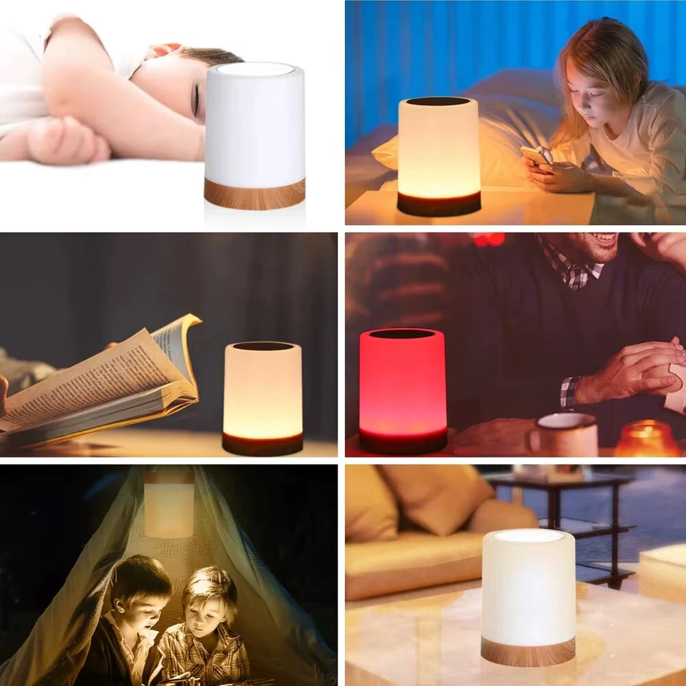 Dimmable Bedside Touch Lamp - 13 Color Changing Night Light with Remote & Timer