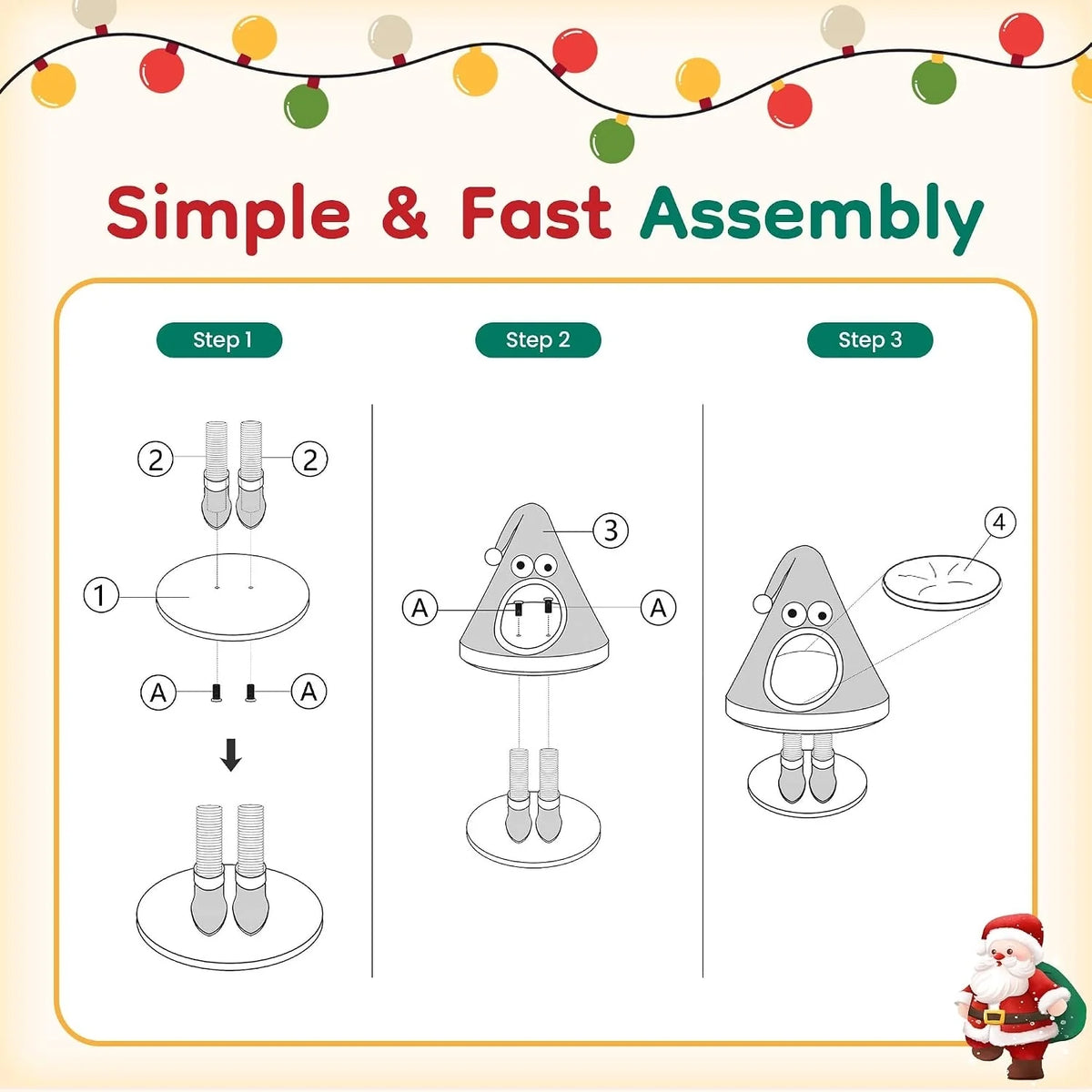 Christmas Cat Tree, Santa Hat Cat Tower with Sisal Posts, 31.5 in – image 5