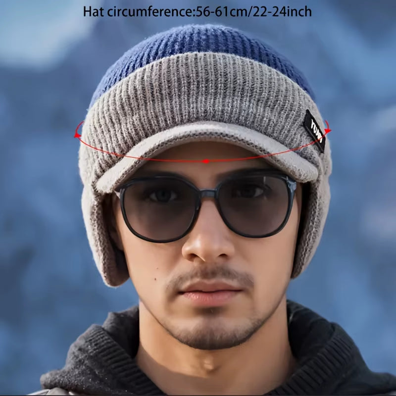 Knit Baseball Cap with Ear Flaps Fleece Lined Winter Hat – image 5