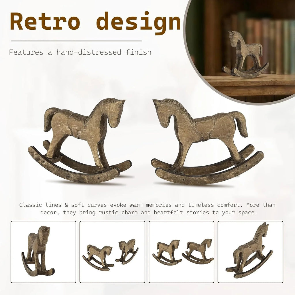 Vintage Wooden Rocking Horse Figurines, Set of 6 – image 6